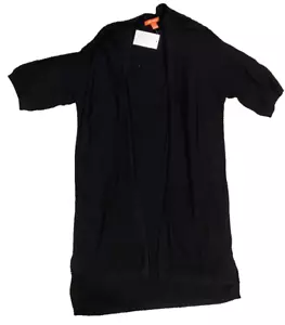 Joe Fresh Short Sleeve Open Front Mid Length Cardigan Sweater Women's Size S Blk - Picture 1 of 5