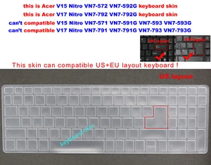 Keyboard Protector Skin Cover for Acer Aspire VN7-572 VN7-572G VN7-592G VN7-792G - Picture 1 of 10