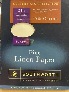 Southworth Fine Linen Paper Credentials Collection 8.5” x 11” 80 Sheets Ivory - Picture 1 of 2