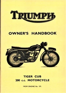 Triumph Tiger Cub Motorcycle Owners Handbook 1966-68 T20 T20M T20SH - Picture 1 of 3