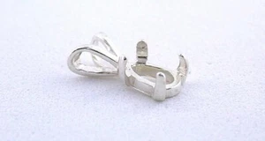 7x5 7mm x 5mm Pear Prenotched Cabochon Cab Gem Sterling Silver Pendant Mounting - Picture 1 of 2