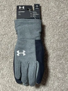 Under Armour Storm Gloves Mens Size Small Water Repellent Quick Dry Gray Black - Picture 1 of 5