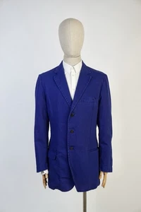 Versace Classic V2 Men’s Blazer Jacket Electric Blue Cotton Denim-Look Size 50 - Picture 1 of 17