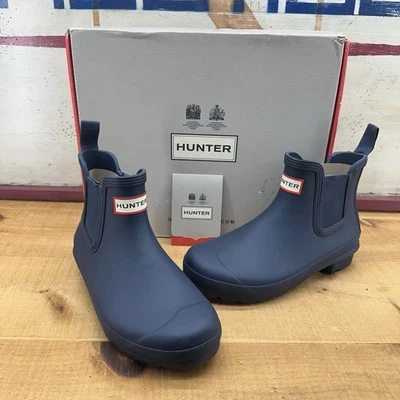 Botas de lluvia impermeables Chelsea originales sin cordones para mujer Hunter azul marino talla 6 Foto 1 de 4