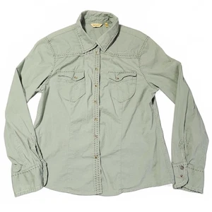 True Grit Damen Langarm Hemd mit Knopfleiste Large Pearl Snap Western Grün - Bild 1 von 12