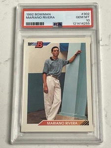 1992 BOWMAN #302 MARIANO RIVERA RC YANKEES HOF PSA 10 GEM MINT - Picture 1 of 2