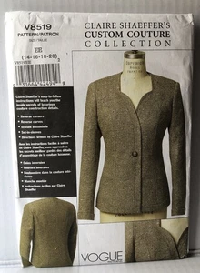 Vogue 8519  Claire SHAFFER Couture Jacket With Tailoring Details Pattern Sz14-20 - Picture 1 of 3