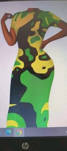 Jamaican Flag print  bodycon dress....Size....12-14 - Picture 1 of 2