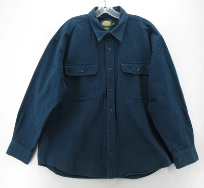 VINTAGE Cabelas Shirt Men XL Blue Flannel Heavyweight Button Up Field Workwear * - Image 1 of 4