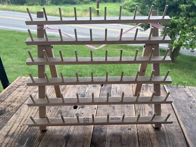 Suporte organizador de madeira 60 carretéis rosca cavalete suporte/pendurar na parede - Imagem 1 de 4