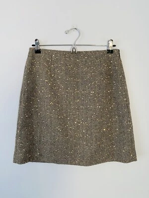 Mini-saia nova com etiquetas tamanho loft 2 mistura de lã tweed linha A lantejoulas espinha de peixe - Imagem 1 de 4