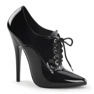 Sexy Shoes Lace Up Black Oxford Booties Stilettos 6" Heels Pumps DOM460/B - Picture 1 of 6