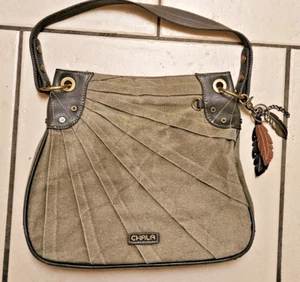 CHALA Women's Hand Bag Purse Green Canvas Spiderweb Stitching Design - Imagen 1 de 19