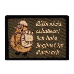 Bitte nicht schubsen ich habe Joghurt im Rucksack Pinguin Fun Patch mit Klett - Bild 1 von 1
