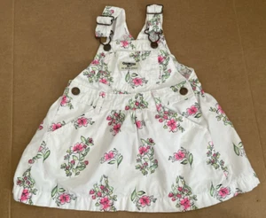 Oshkosh B'gosh Baby Skirt Overalls Size 18 Months *pre-owned* White Floral - Picture 1 of 5
