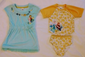 Disney Collection Girls Frozen Swim Cover up & 2-piece Swimsuit Set SIZE 2 - Picture 1 of 11