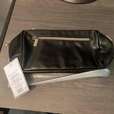 Calvin Klein Fragrances Black Toiletry Wash Bag Men, New 11x5 Leather Look - Image 1 of 3