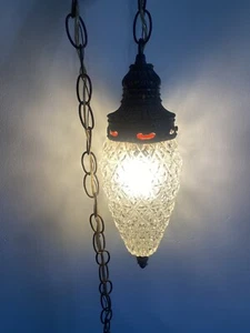 Vintage Mid Century Glas Hänge Leuchte Tannenzapfen Swag Lampe MCM #2 - Bild 1 von 21