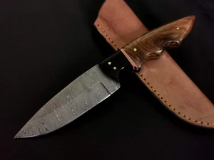 8.5" CUSTOM HAND MADE DAMASCUS STEEL SKINNER KNIFE ROSEWOOD HANDLE W/SHEATH 5434 - Picture 1 of 7