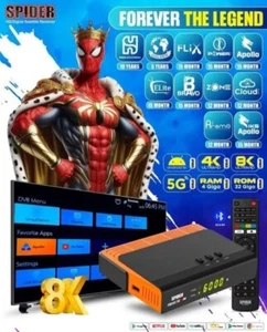 Spider FOREVER THE LEGEND 8K(ANDROID TV) Receiver,4GB RAM,5G Turn Yr TV to Smart - Picture 1 of 3