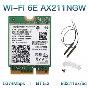 Wi-Fi 6E Intel AX211NGW M.2 2230 CNVio2 Key E 802.11ax WiFi Card Wifi Antennas - Picture 1 of 6