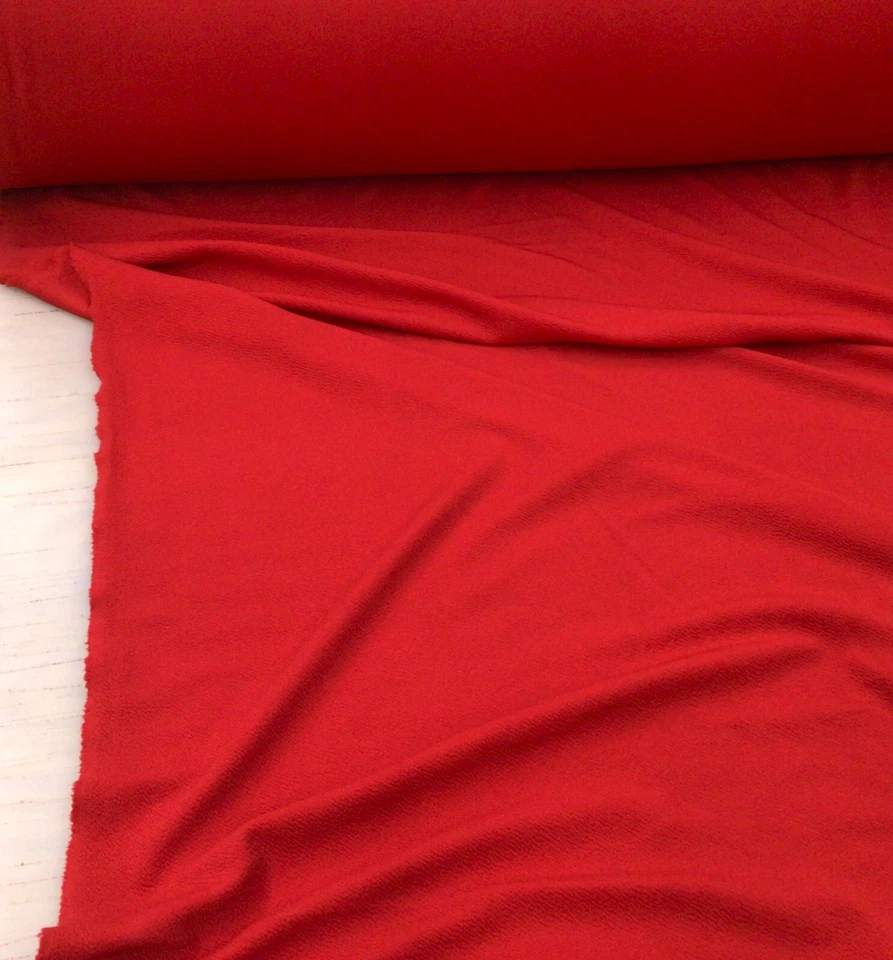 Liverpool Textured Fabric 4 way Stretch Scuba Red 1N40 - Image 1 of 1