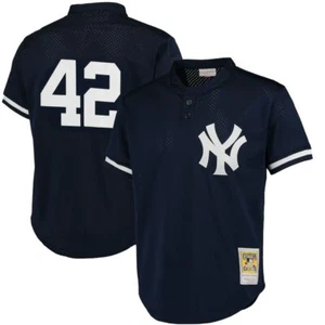 Camiseta deportiva New York Yankees Mariano Rivera Mitchell Ness azul marino 1995 auténtica malla BP - Imagen 1 de 5