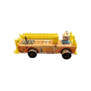 Vintage Fisher Price FD Fire Department Fire Truck Toys 630 Ladder Wood Plastic - Picture 1 of 15