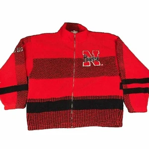 Nebraska Huskers Sherpa Zip Sweater Crable Sportswear Vtg Men XXL Made In USA - Picture 1 of 13