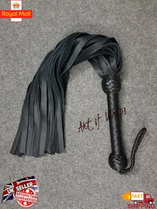 Premium Top Graded Handmade Black Mild Leather Flogger Whip 50 Tails Bullwhip - Picture 1 of 7