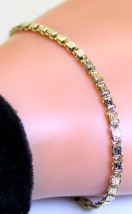 Hermosa y Única Pulsera de Eslabones de Lujo Unisex de Oro Amarillo 14K 9" - Imagen 1 de 5