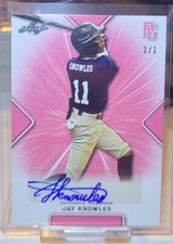 2021 Leaf Perfect Game National Showcase Auto Pink Jay Knowles #BA-JK1 Auto 1/1