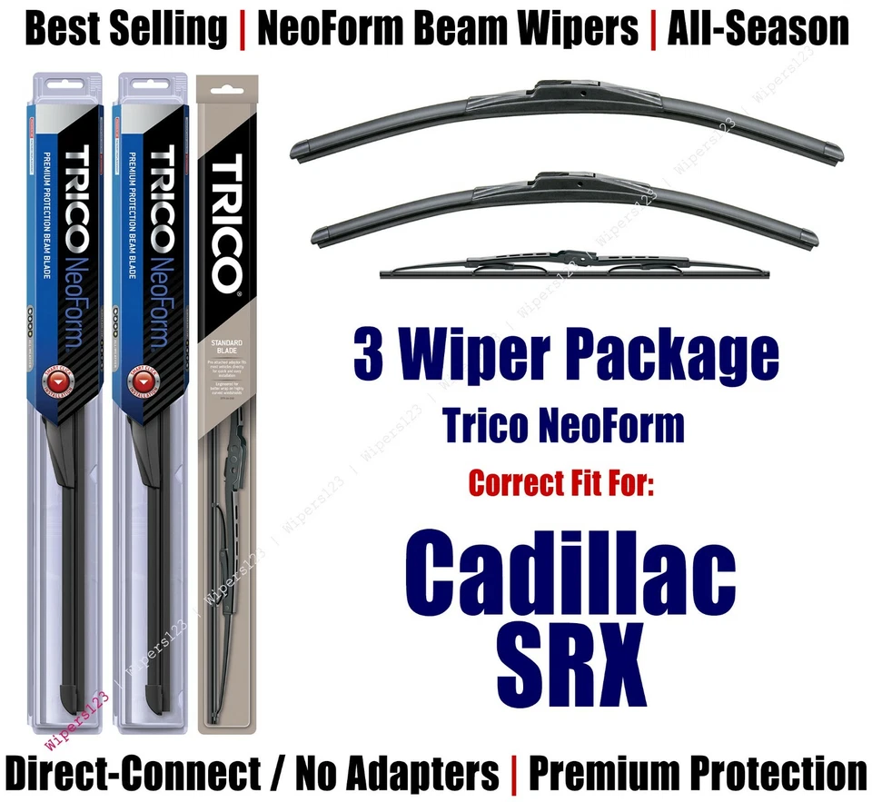 3pk Super-Premium NeoForm Wipers fit 2010-2016 Cadillac SRX - 162515/1715/30110 - Imagem 1 de 1