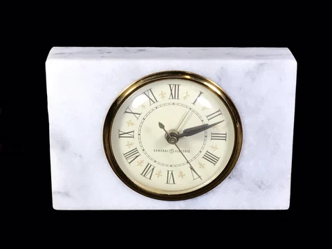 Vintage General Electric GE Marble Case Electric Alarm Clock 7360 6"X4" Heavy Cover