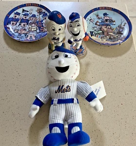 MR. MET Bobbleheads & PlushDoll New York Mets Mascot + Collector Plates Lot - Picture 1 of 24