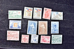 PHILIPPINES 1950-59 14 STAMP LOT  S B8+S554-555+S532+S585+582+606+617  USED - Picture 1 of 8