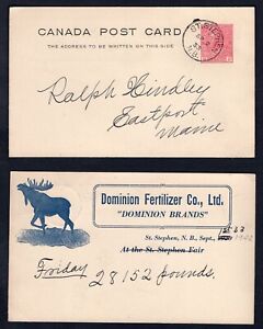 ST STEPHEN NB 1933 Postal Card Dominion Fertilizer ILLUSTRATED Advertising Moose