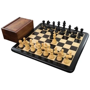 Set Scacchi Torneo 3,9" Combo - Pezzi in Bosso Ebanizzato con Tavola e Scatola - Foto 1 di 17