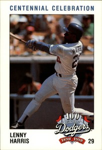 1990 Dodgers Police Baseball Card #29 Lenny Harris