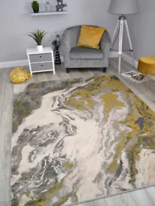 Gold Marmor Effekt Teppiche modern abstrakt klein extra groß weiche Boden Teppiche Matte - Bild 1 von 1