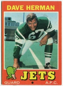1971 Topps #124 Dave Herman New York Jets - Foto 1 di 2