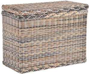 Wäschesortierer aus echtem Rattan 3 Fächer Wäschesammler Truhe (Mehrfarbig) - Bild 1 von 10