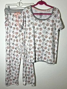 Conjunto de pijama Pillow Talk para mujer talla mediana ACOGEDOR BÚHO rosa gris elástico - Imagen 1 de 7