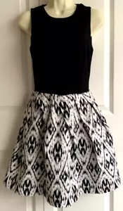 Erin Fetherston Kleid Damen 2 schwarz/weiß Fit Flare ärmellos gefüttert - Bild 1 von 7