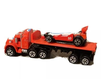 Micro Machines #3 Race Team Semi Truck Flatbed Formula F1 Race Car 1989 Galoob🔥 - Image 1 of 2