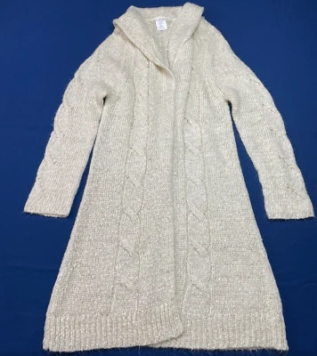 Suéter tejido con cable cuello chal largo para mujer S/P frente abierto cárdigan Ramie Foto 1 de 4