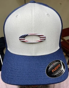 Oakley Tin Can USA Stretch-Fitted Cap Navy white New Small/Medium or Large/XL  - Picture 1 of 9