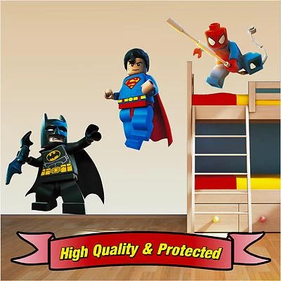 SOLO SIGNS UK LEGO Set Supereroi - Adesivi da parete Superman Spiderman Batman decalcomania Bambini Ragazzo