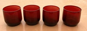 Set Of 4 Anchor Hocking Ruby Red 3” Roly Poly Tumblers - Picture 1 of 7