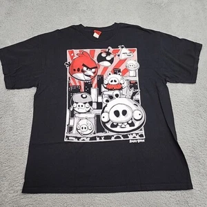 Angry Birds Shirt Mens XLarge Black Printed Graphic Short Sleeve Cotton T-shirt - Imagen 1 de 10